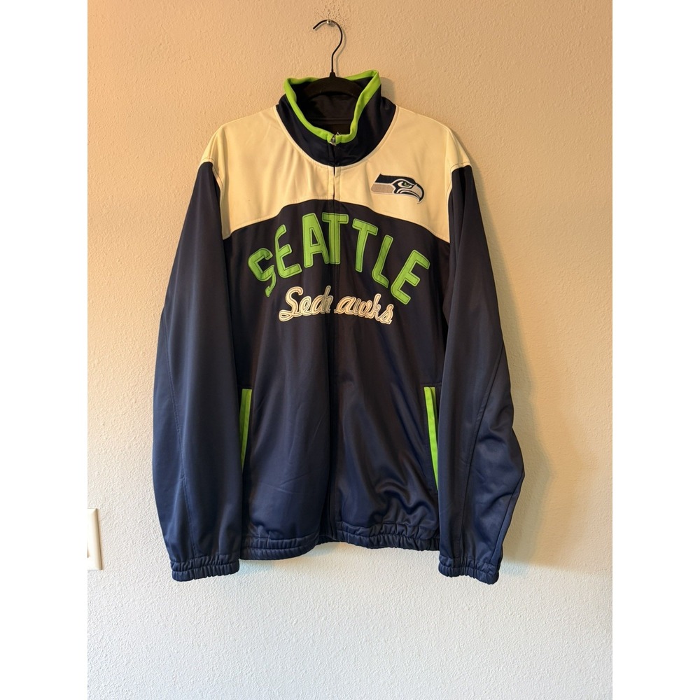 Seattle Seahawks  Jacket Mens XL Navy Green NFL Football Full Zip Pullover